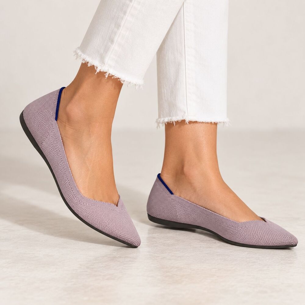 Rothy's The Point Flats 8.5 Petal Pink Blue Pointed Toe Washable Knit